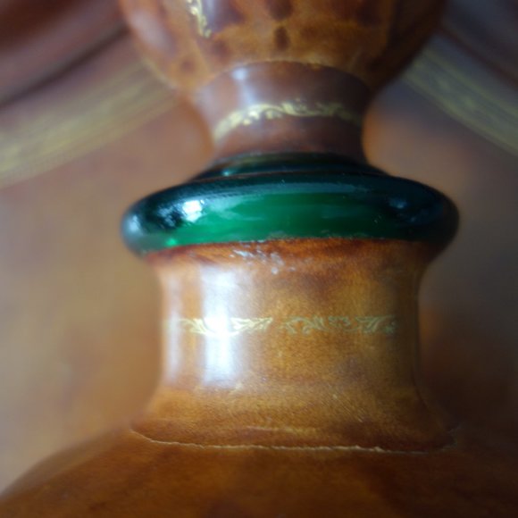 Vintage Genuine Calf Leather Wrapped Decanter and Tray Made in Italy - Picture 4 of 14